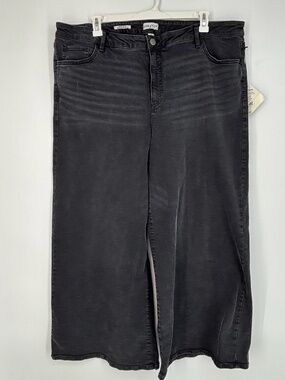 Ava & Viv Womens Size 24 High Rise Wide Leg Jeans Faded Black Five Pocket No-Gap